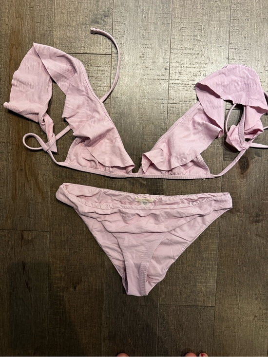 Eberjey Other - Eberjey Light Pink Ruffle Triangle Bikini